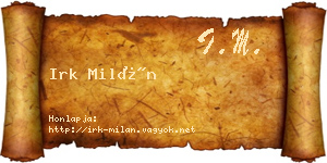 Irk Milán névjegykártya